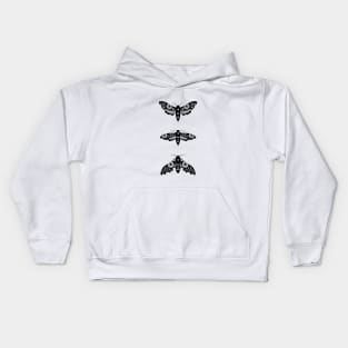 Lime Hawk Moths Night - Black Kids Hoodie